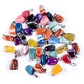 Zotoone 10 Pieces Natural Agate Stone Pendants Charms,Healing Chakra Charm Agate Stone block Pendant bulk for DIY Bracelet Necklace Jewelry Findings Random Color