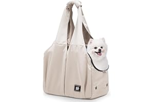 GISARYC Dog Purse Carrier for Small Dogs, Cats, and Puppies – Soft-Sided Travel Pet Tote Bag with 4 Large Pockets, Foldable, Lightweight, Fits Pets up to 15 lbs, for Travel, Outings (Beige)
