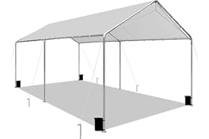 SAILARY Heavy Duty 10 X 20 Ft Easy to Assemble Metal Car Canopy Shelter with Reinforced Steel Cables, Outdoor Portable Garage for Car, Boat Tent, Light Grey