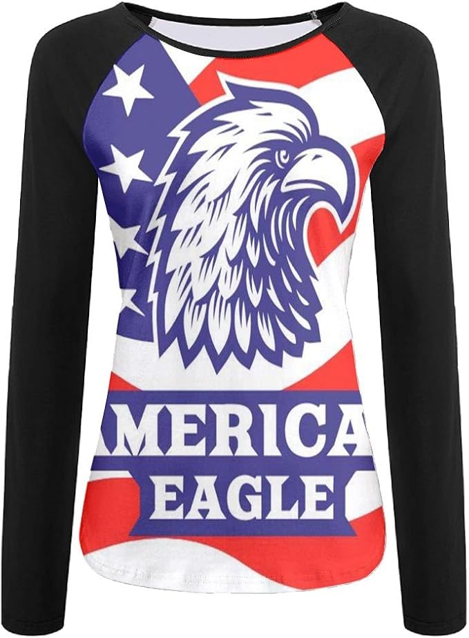 Nollm American Eagle Women Creative Print Graphic Tee Long