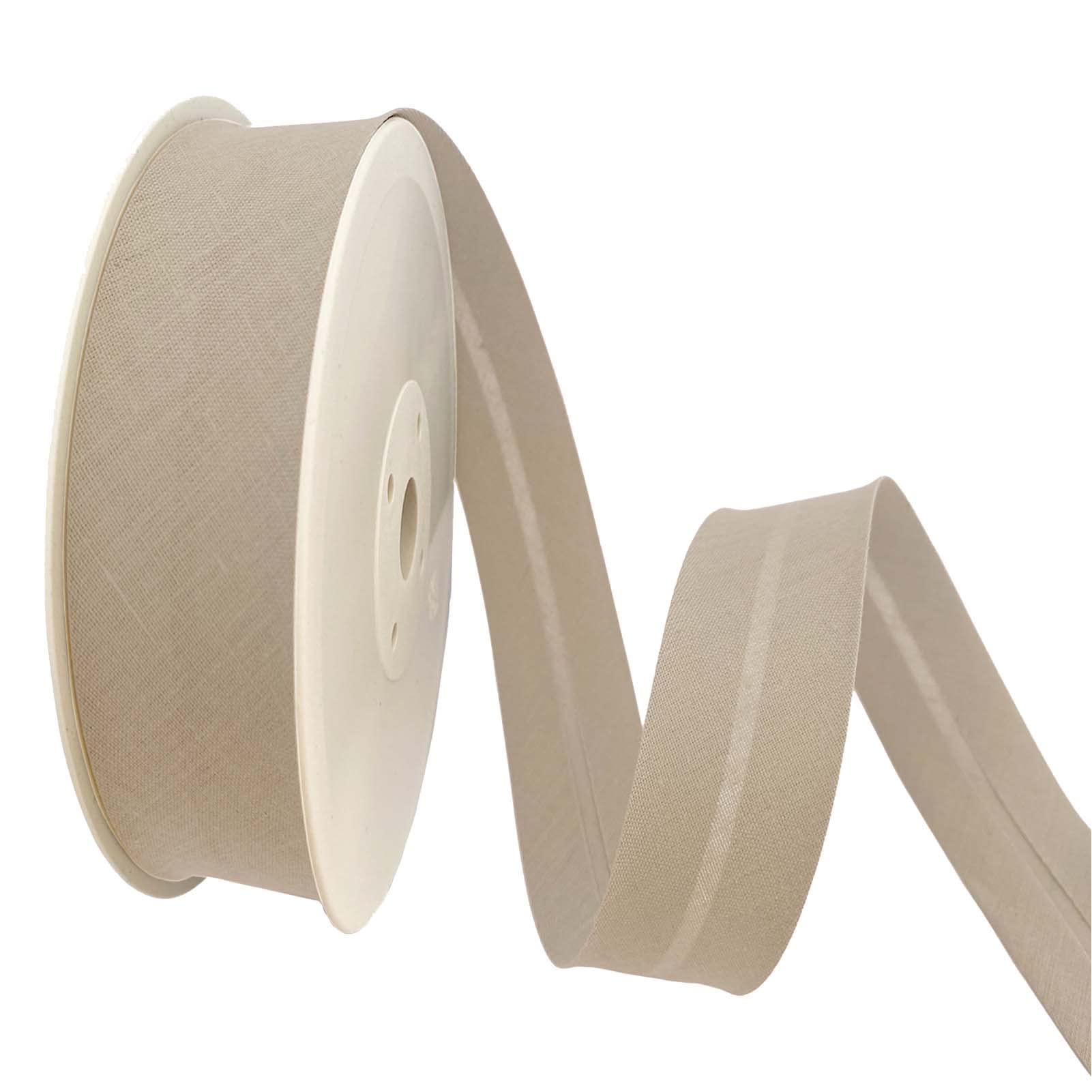 TEXTEX = 40mm Wide Bias Binding Tape. 50% Cotton and 50% Polyester. 10m Piece - (Beige)