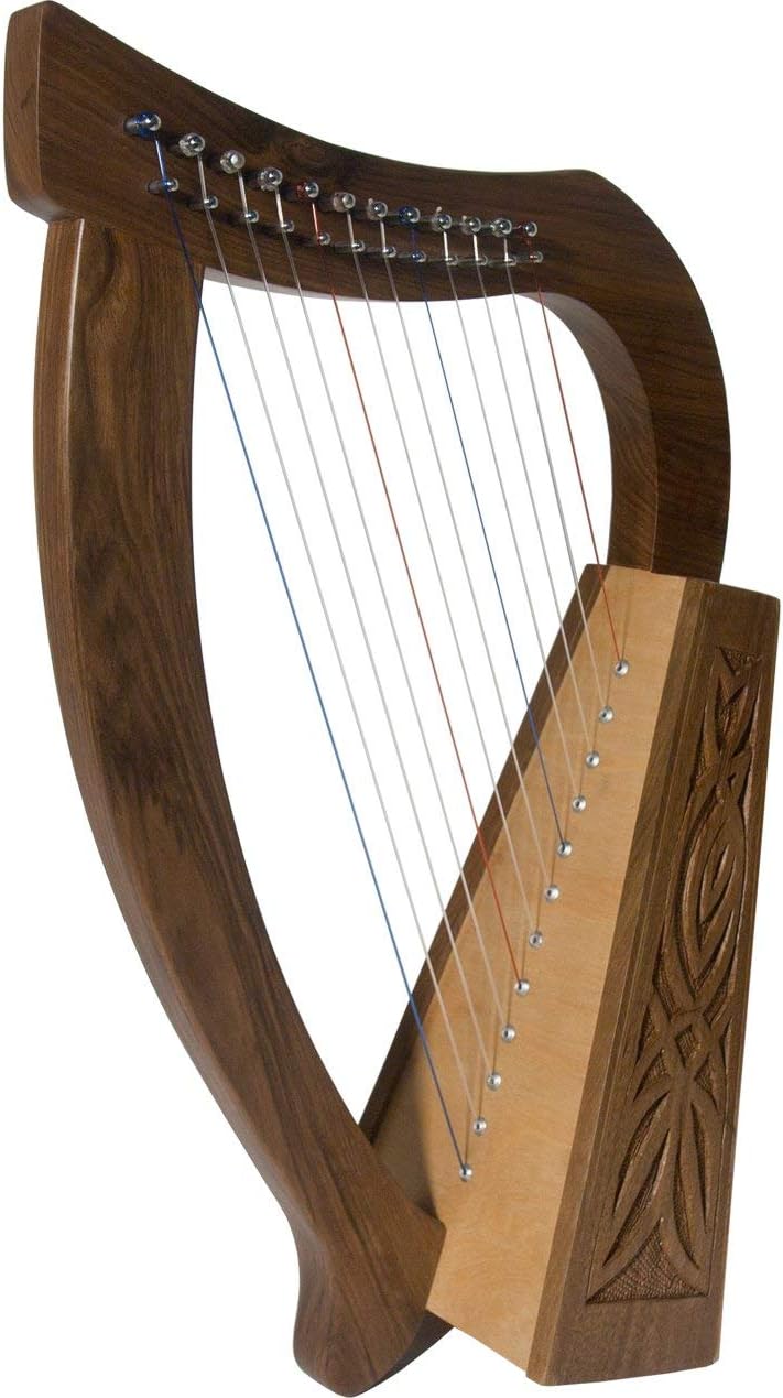 RoosebeckBaby Celtic Harp 12-String w/ Knotwork Design - Walnut Wood