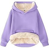 Kissonic Unisex Boys Girls Fleece Sherpa Lined Hoodie Winter Warm Kids Hooded Sweatshirt