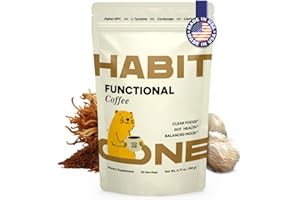 HABIT ONE HabitONE Instant Mushroom Coffee Arabica - Lion’s Mane, Cordyceps, Reishi, Chaga – Alpha-GPC & L-Tyrosine, B12 & B3 – Better Energy, Focus, Digestion & Immunity – Made in USA – 30 Servings