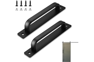 Sliding Barn Door Handles Matte Black, 7''/18 CM Alloy Sliding Door Handle Replacement Rustic Pulls with Screw Hole Plate for