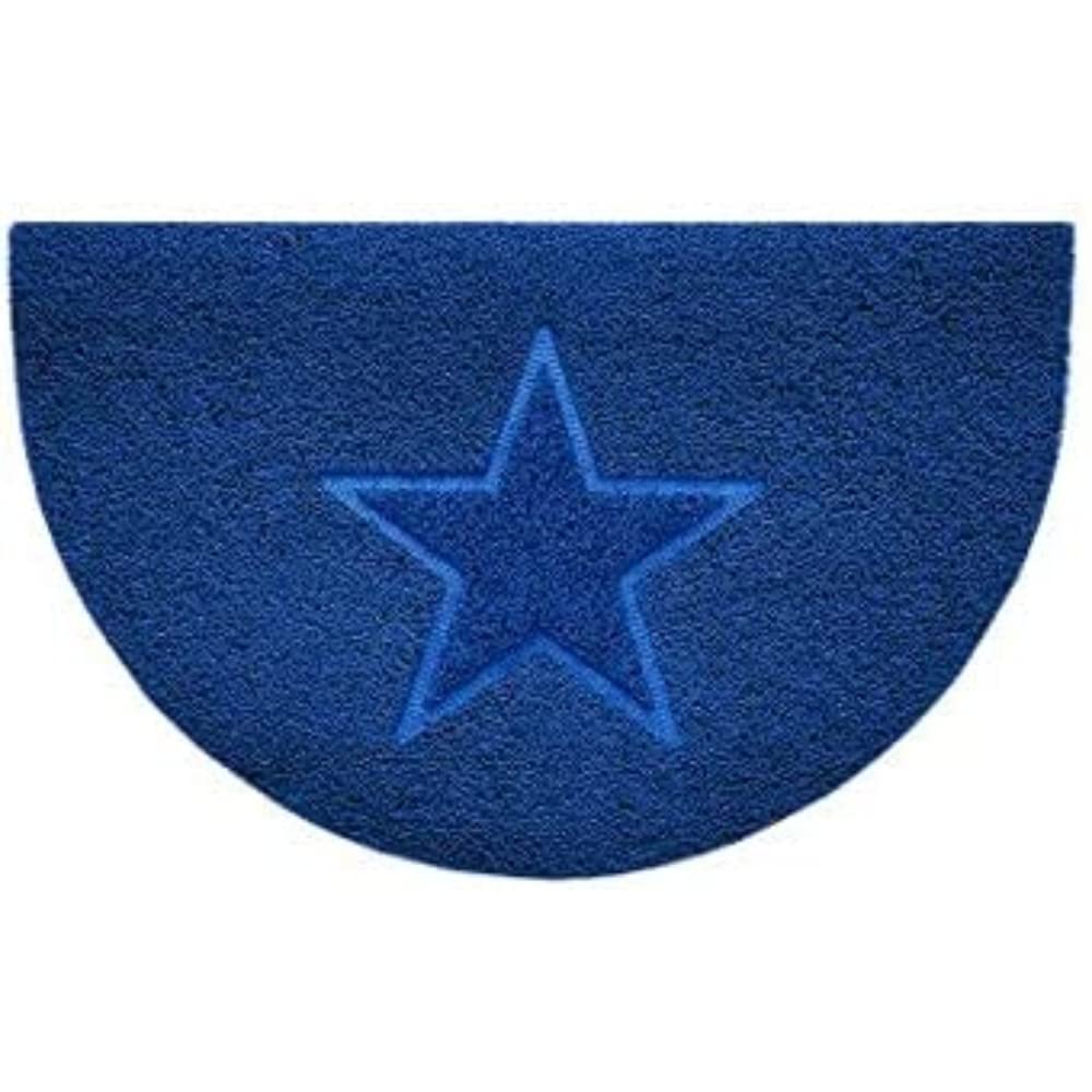 Nicoman Embossed Halfmoon Half Circle Door Mat Dirt-Trapper Jet-Washable Doormat 70x44cm (Blue, STAR Shape) - Use on Carpet ONLY