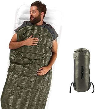 Amazon Naturehike アップデート版 ダウン 封筒型 寝袋 超軽量 オールシーズン 防水 2人用 連結可能 圧縮袋 メッシュ収納袋付 ネイチャーハイク正規6ヶ月保証 オリーブ ネイチャーハイク Naturehike 寝袋 シュラフ