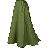 Mingyuezai Womens Wrap Skirt Ankle-Length Vintage Linen Skirts