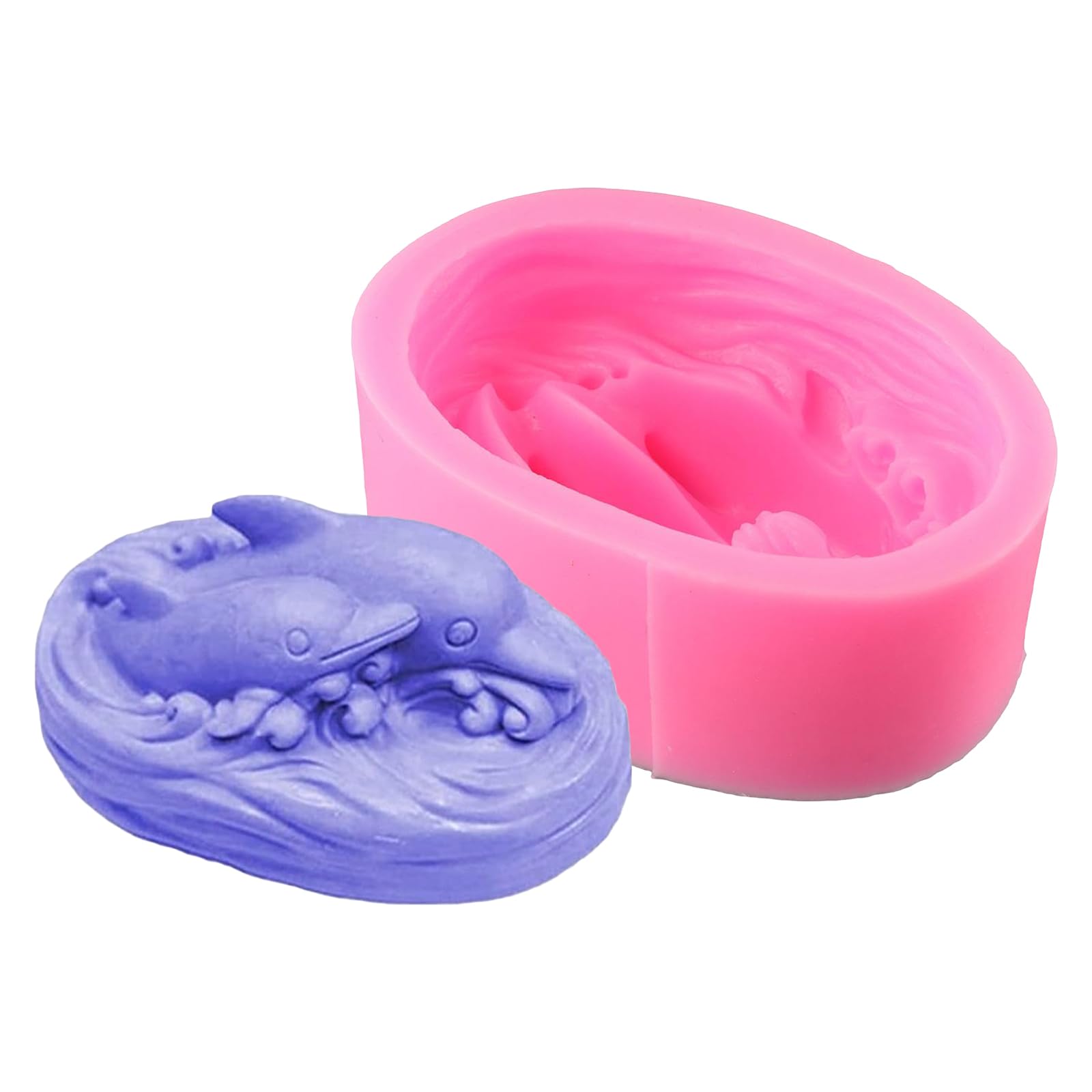 YYlingx Silicone Moulds, 3D Dolphins Family Soap Mould, Animals Shape Craft Candle Mould, Baking Mould DIY Handmade