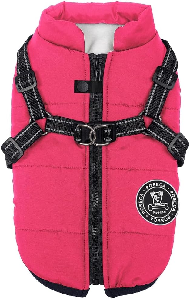 Poseca Dog Coat with Harness Winter Jacket for All Sizes Reflective Water