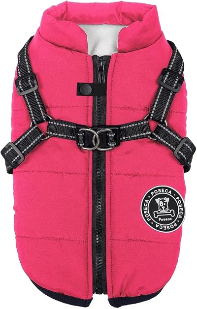 Poseca Dog Coat with Harness Winter Jacket for All Sizes Reflective Water