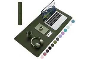 YSAGI Non-Slip Desk Pad,Mouse Pad,Waterproof PVC Leather Desk Table Protector,Ultra Thin Large Desk Blotter, Easy Clean Laptop Desk Writing Mat for Office Work/Home/Decor(Olive Green, 31.5" x 15.7")