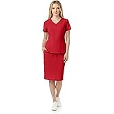 MediChic Women’s Premium Medical Uniform Skirt Set – V-Neck Scrub Top & Scrub Skirt, Soft Stretch Fabric, 4-Way Stretch