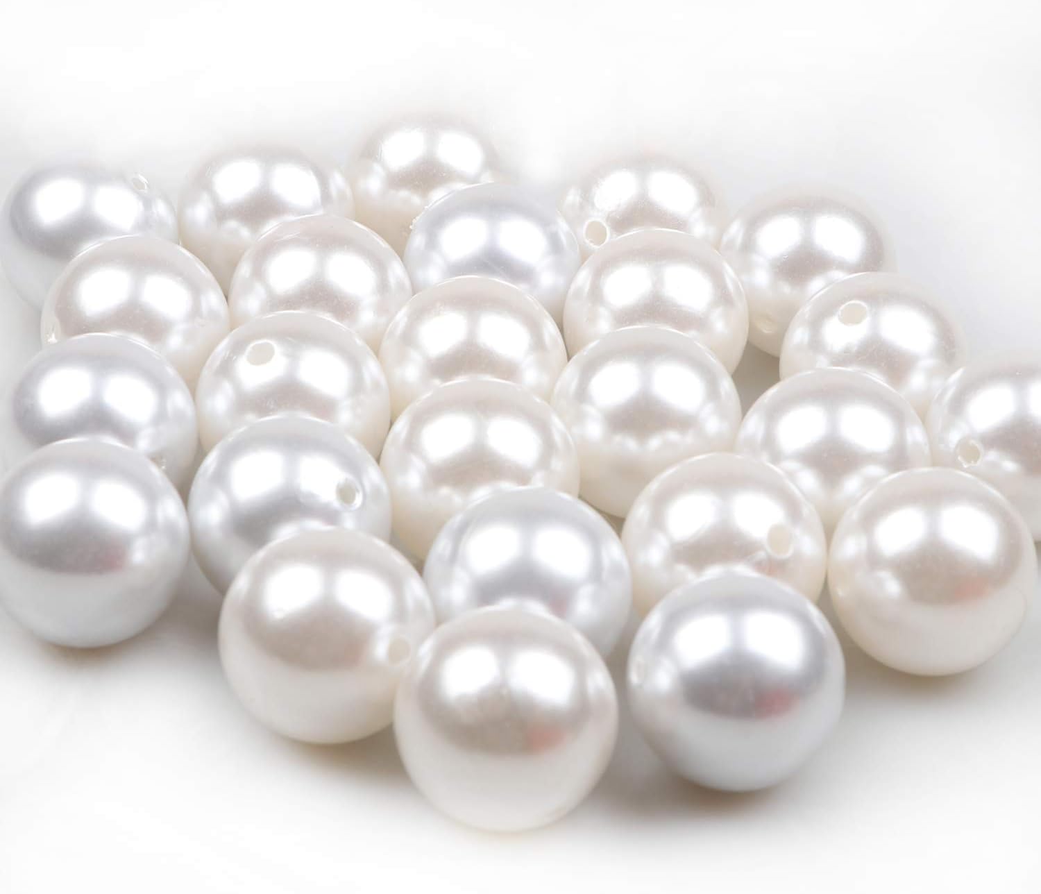Yixuan Elegant Glossy Drilled Pearls Beads 15pcs 30mm Assorted Plastic Loose Beads for Jewellery Making Vase Fillers - Image 4
