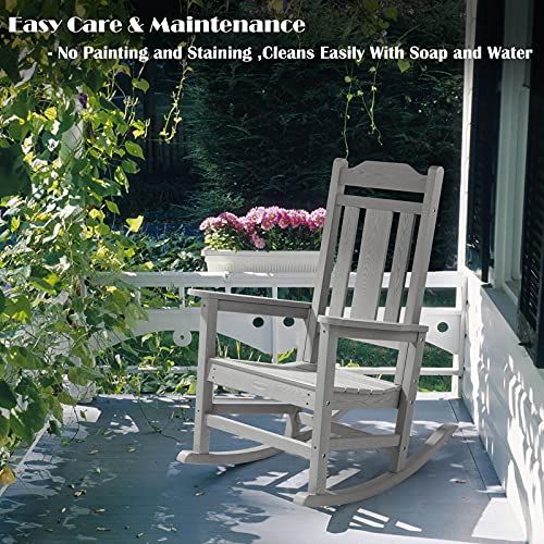 hOmeHua Patio Rocking Chair, All Weather Resistant Outdoor Indoor Fade