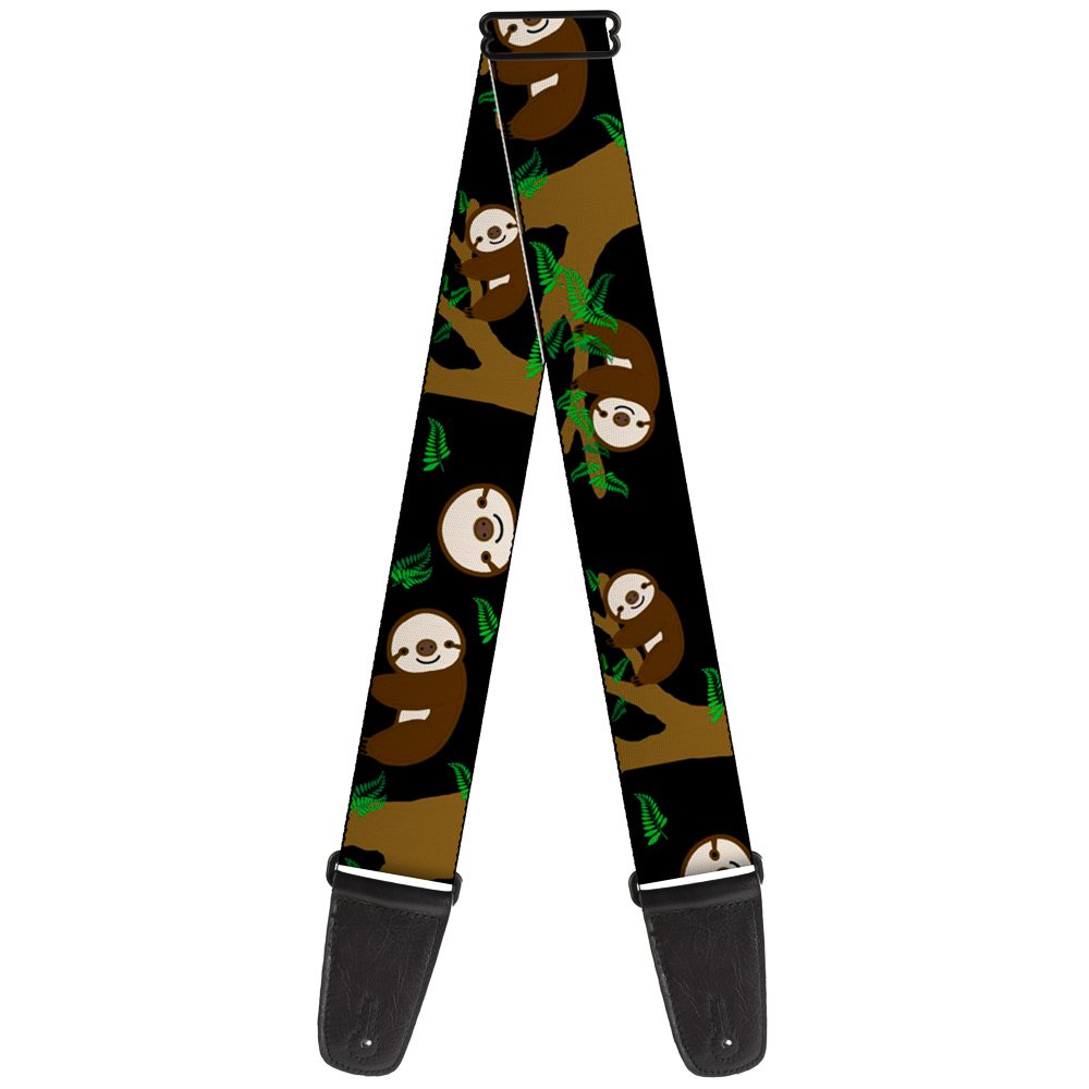 Buckle-Down GS-W37106 Guitar Strap Sloth Face Hanging Black 2 Inches Wide