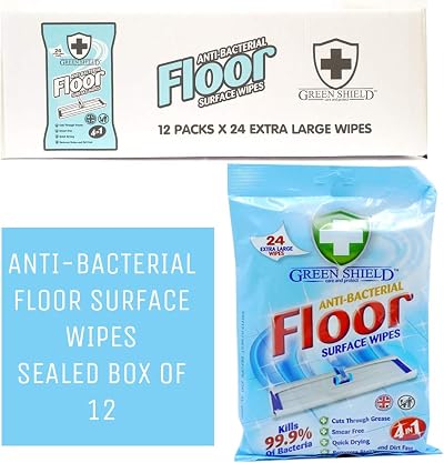 Green Shield Antibacterial Floor Wipes 4 in 1 - 288 XL Wipes (12 Packs)