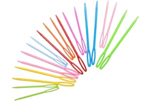 Hekisn Large-Eye Plastic Sewing Needles, 20 Pieces Colorful Safety Lacing Needles, 2 Different Sizes Yarn Sewing Needle, Learning Needles for DIY Sewing Handmade Crafts，3.5 &2.76 inch (20 Pieces)