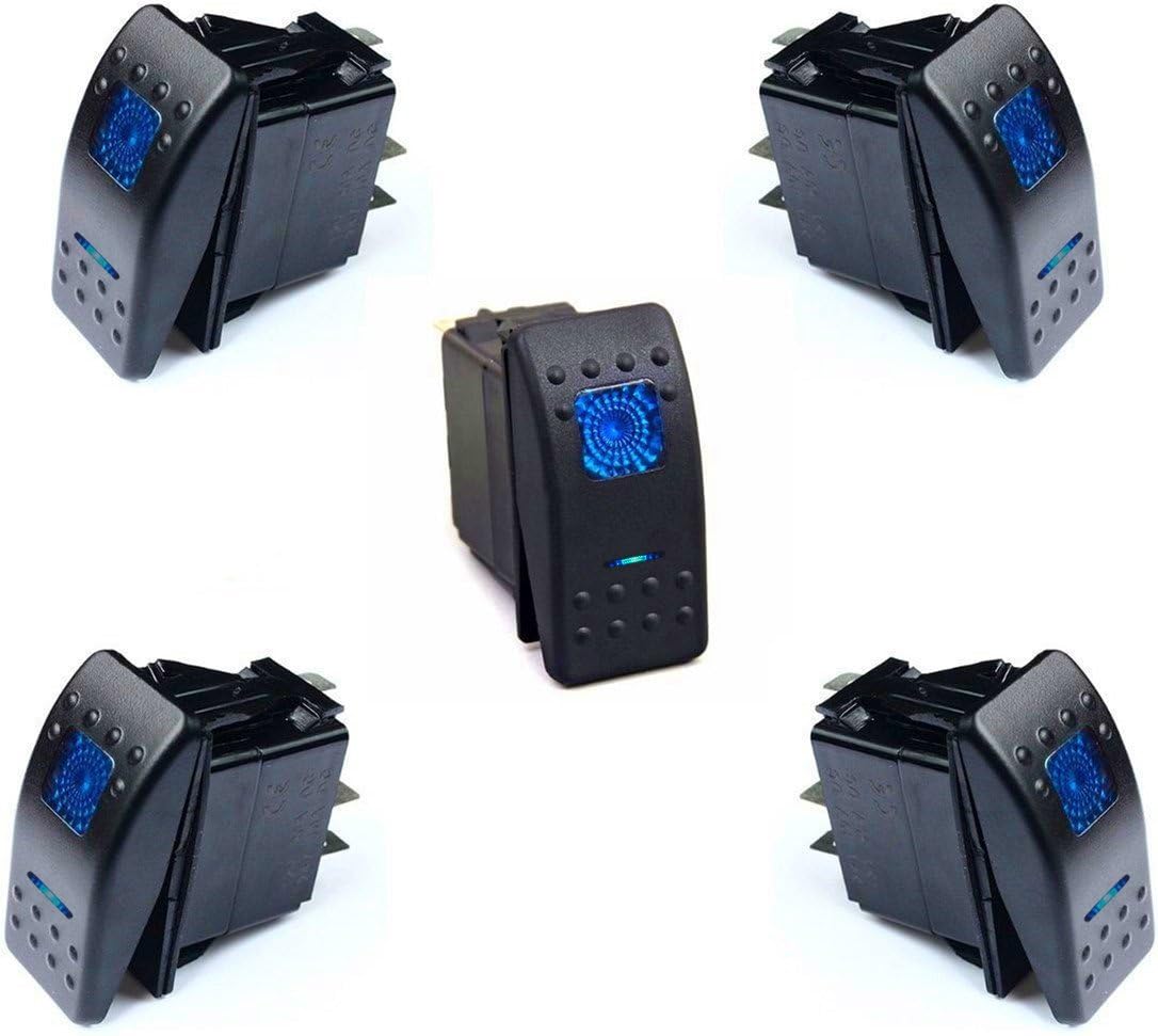 MKING 12v 20 Amp Waterproof LED On/Off Boat Marine Rocker Switch with Light (5 x Blue/Color/Red/Green/Orange/White LED) (3/5 Pin) : Sports & Outdoors