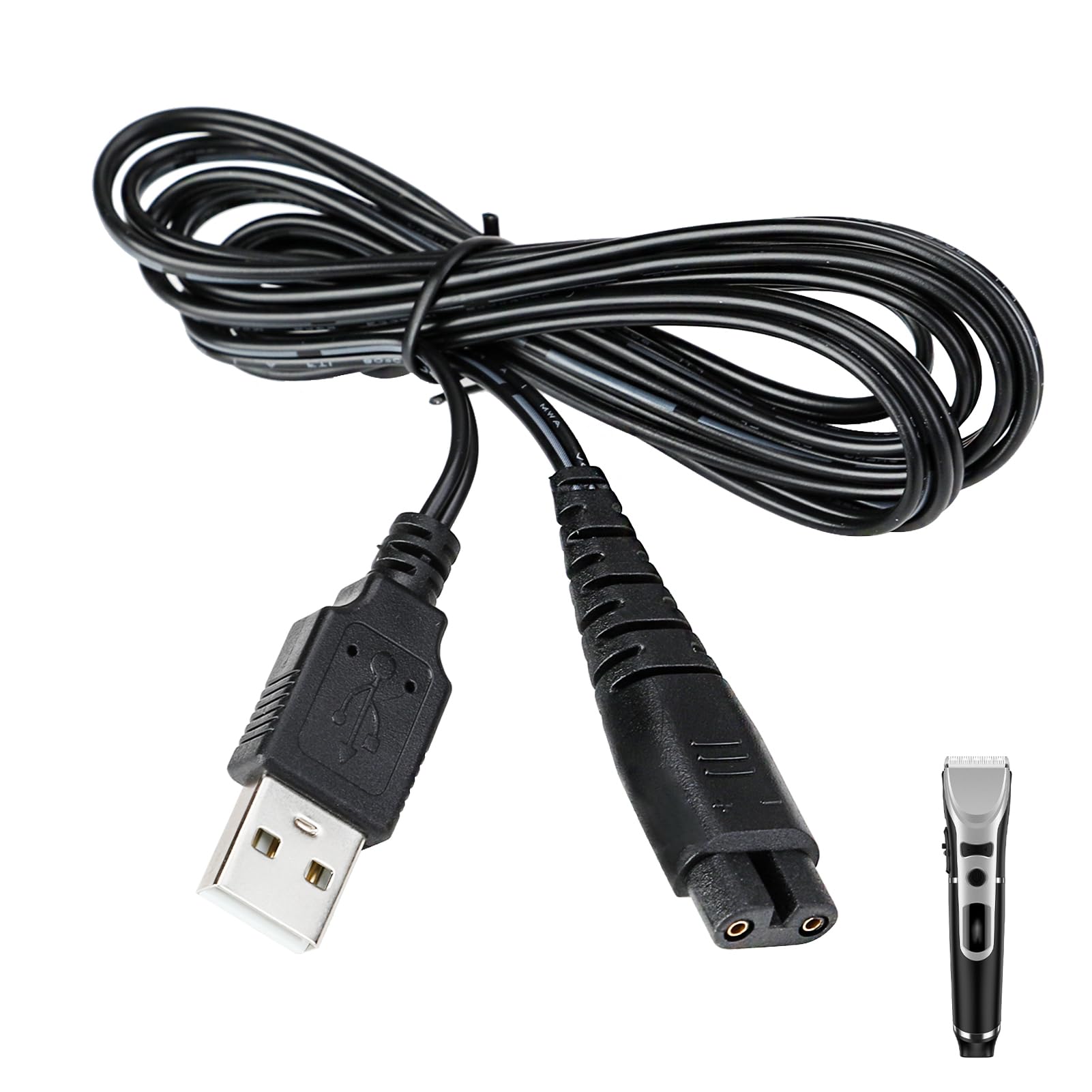Shaver Charger Cable, Shaver Wire USB Compatible with Hatteker Shavers, High Speed USB Charging Cord for Models RFC-588/RFC-598, RFC-690/RFC-692/RFC-696/RSCX-9598, Ideal for Beard Trimmers (1.5m)