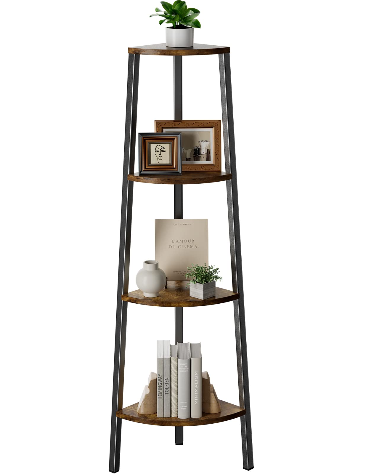 Pipishell 4 Tier Corner Shelf, Corner Bookshelf