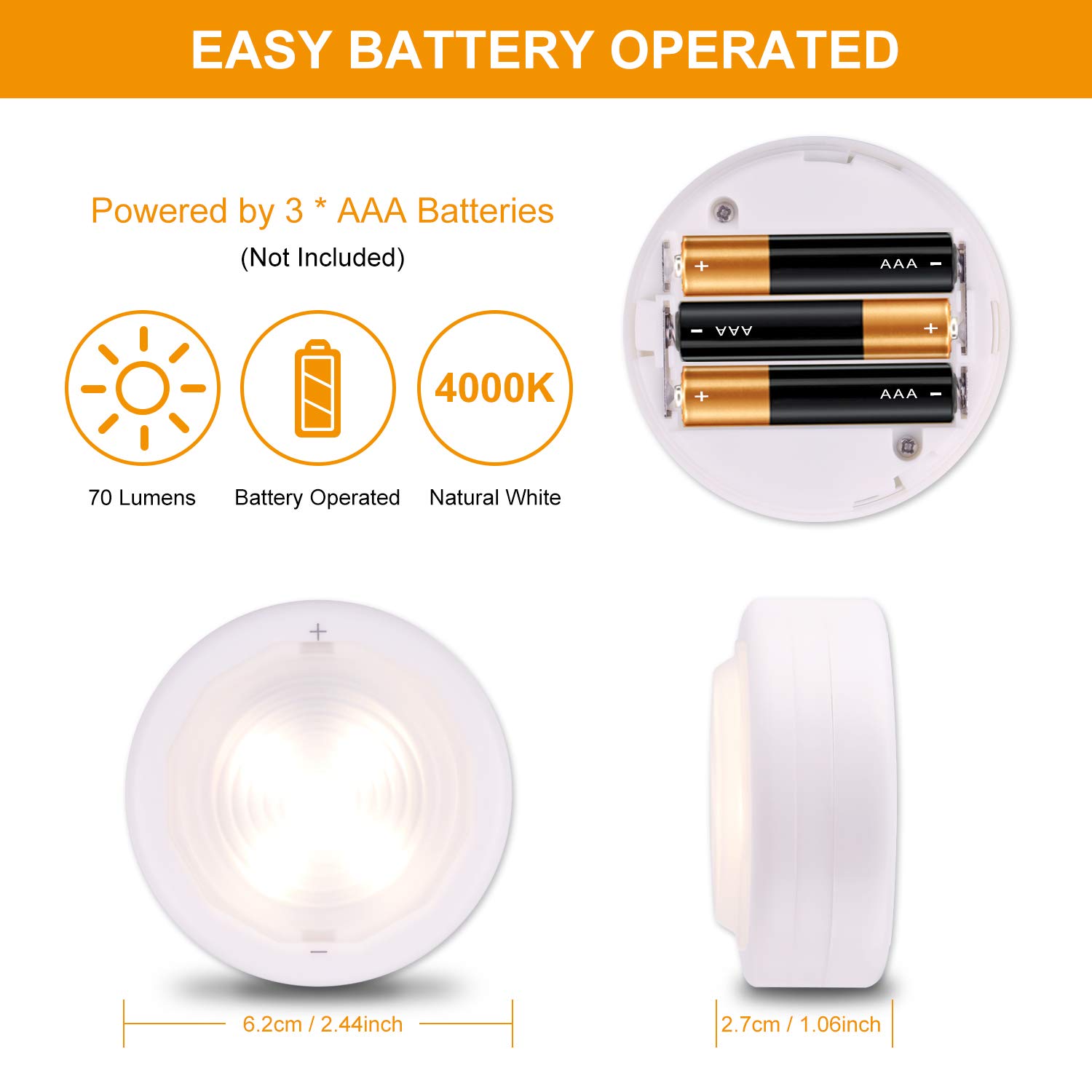 Schrankleuchten WOWGO Kabinett Beleuchtung Unterbauleuchten, drahtloses batteriebetriebenes LED Nachtlicht mit Fernbedienung für Küchen, Treppen, Kabinett und Garderobe