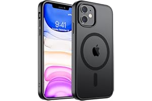 SUPFINE Magnetic for iPhone 11 Phone Case(Compatible with MagSafe)(Military Grade Drop Protection) Translucent Matte Shockproof Phone Cover,Black