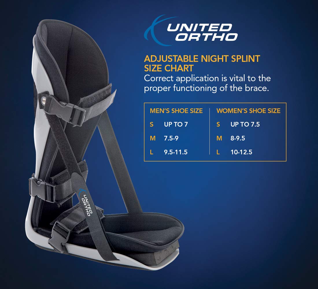 United Ortho Plantar Fasciitis Adjustable Leg Support Brace Fits Right or Left Foot for Soreness Relief, Foot Pain and Stretching, Medium, Black: Industrial & Scientific