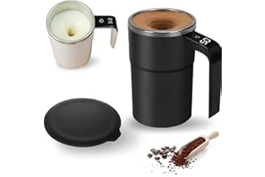 Electric Coffee Mug with a Built-in LCD Thermometer, Self Stirring Coffee Mug, Rechargeable Self Stirring Mugs, Stainless Ste