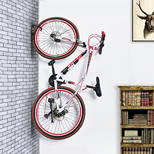 Auwey 2pcs Bike Wall Mount Hook Rack Holder Bicycle Hanger Storage Vertical Bike Hook for Indoor Shed, Heavy Duty Holds up to 66 lb - Thumbnail 3