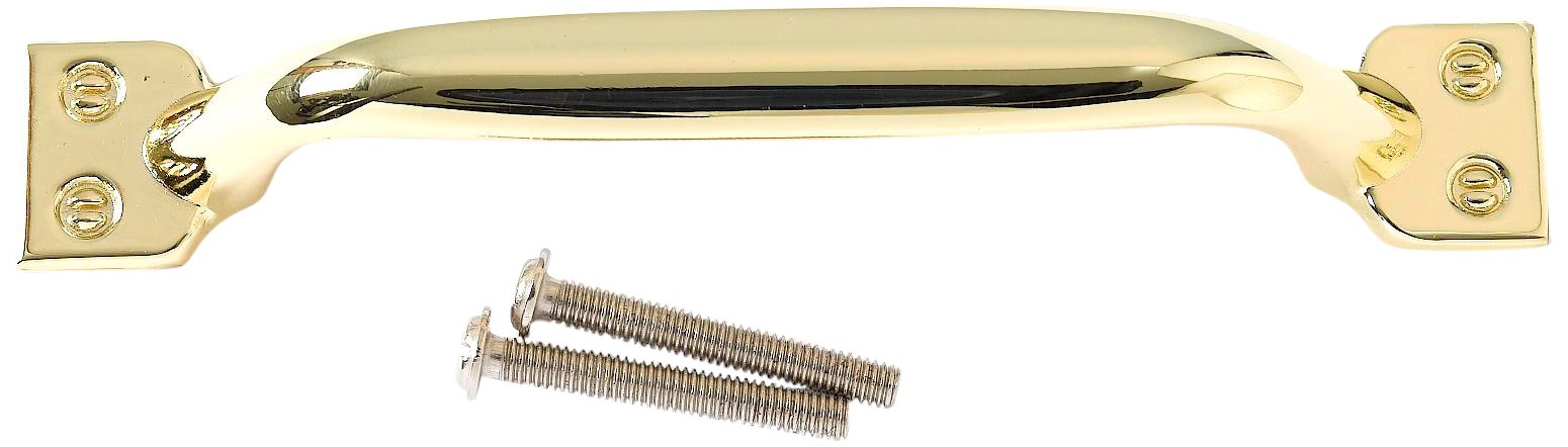 Merriway BH06169 (4 Pcs) Cupboard Cabinet Handle 'D' Shaker Style, Brass Plated 96mm - Pack of 4 Pieces