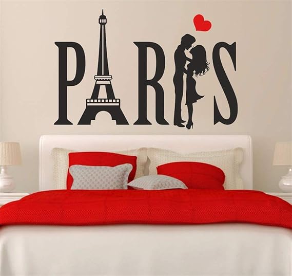 Wandtattoo Schlafzimmer Paris-Paar-Eiffelturm-Liebes-Herz-Flur