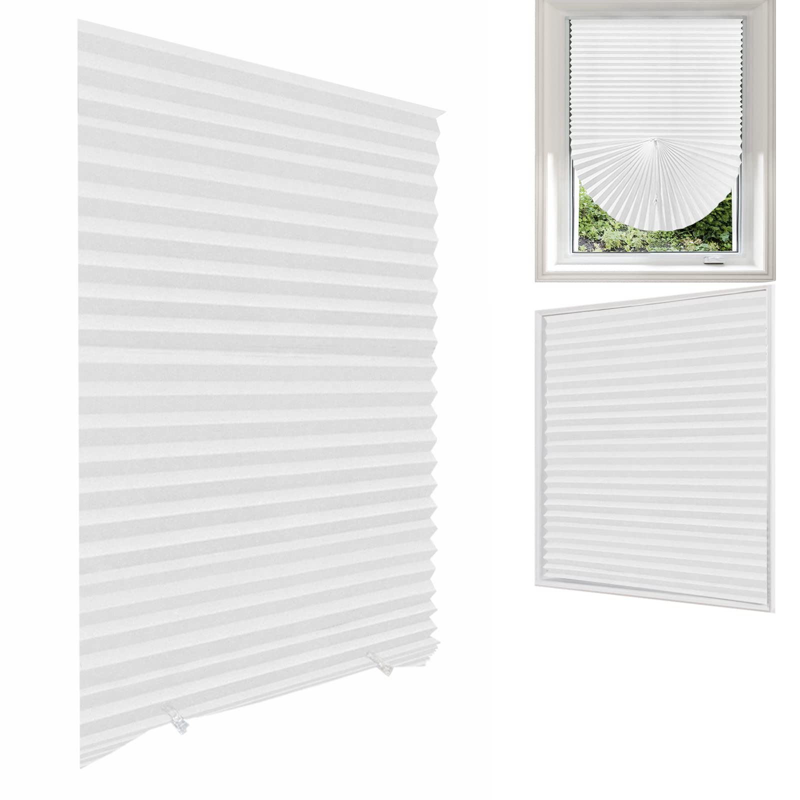 Temporary No Drill Blinds for Windows Stick on Curtains for Bedroom Kitchen Bathroom Windows Light Filtering Privacy Protection,Easy to Cut Size and Install,with 2 Clips