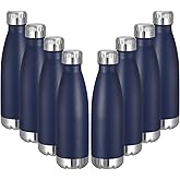 VEGOND 17oz Stainless Steel Water Bottles Bulk, Reusable Metal Sports Water Bottle Keeps Drink Hot and Cold, BPA Free Double Wall Vacuum Cola Shape Insulated Water Bottles for Camping Gym, 8 Pack