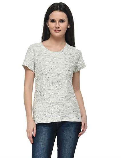 Women Round Neck Cotton Fleece slub Top(XS-4XL)