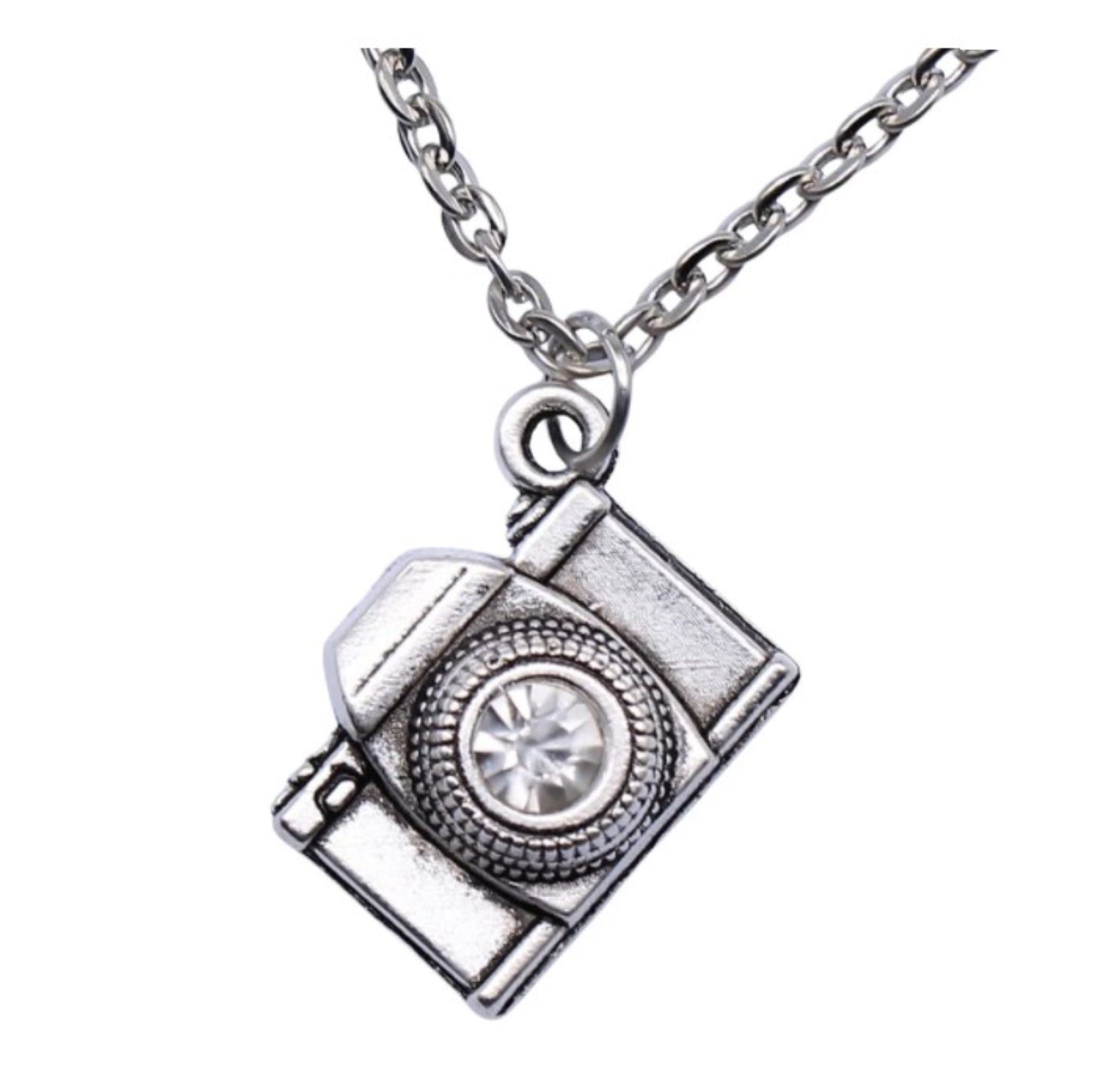 CrownOfRibbons Silver Camera Necklace, Photography Gift for Women, Retro and Vintage Inspired