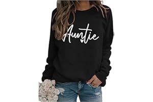 BOFUPAGO Auntie Sweatshirt for Womens Crewneck Cute Heart Graphic Long Sleeve Pullover Tops Fall Winter Shirt Aunt Gift