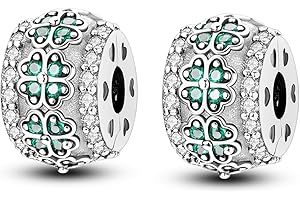 Parmuz Clip Spacer Charm for Bracelet 925 Sterling Silver Pave Cubic Zirconia Clip Lock Spacer Stopper Charm Bead Star Moon E