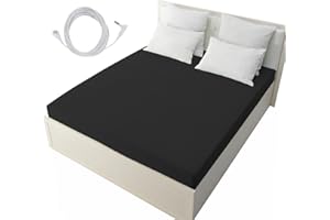 F FINEC Grounding Sheets for Earthing Queen Size, Fitted Earthing Sheets Grounding Fitted Sheet for Improving Sleep, Better Working and Help with Anxiety, Organic Cotton & Silver Fiber, Black