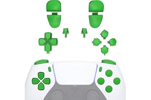 eXtremeRate Replacement D-pad R1 L1 R2 L2 Triggers Share Options Face Buttons, Green Full Set Buttons Compatible with ps5 Con