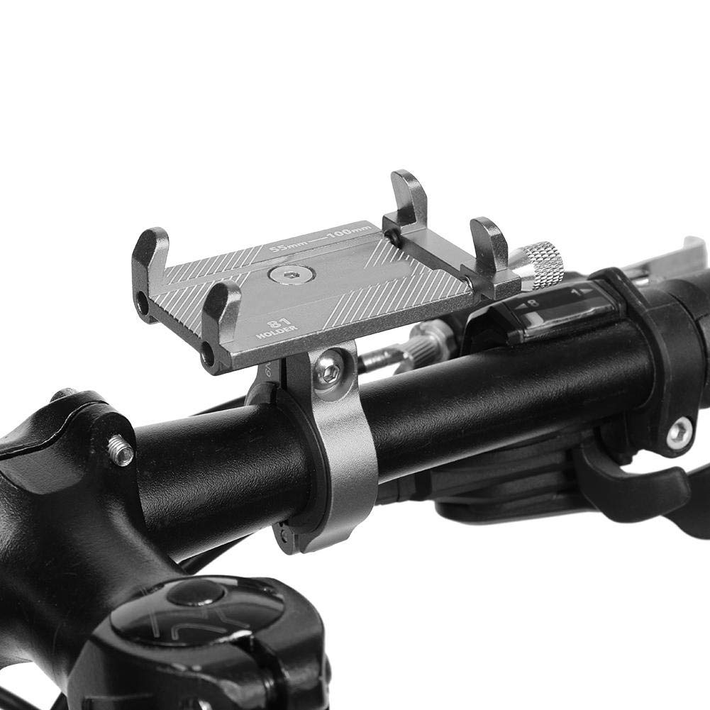 Dioche Bike Phone Mount, Universal Mini Phone Mount Aluminum Alloy Road Bike Handlebar Holder Support Bracket(Titanium)