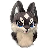 Lrfang Handmade Furry Fursuit Head MaskAdorable Cat Fox Costume Props for Halloween and Cosplay