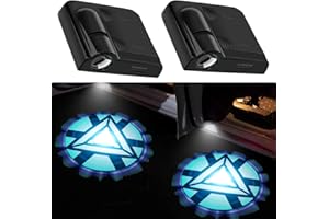 FURFUR 2Pcs fit for Iron Man Car Door Lights Logo Projector, Wireless Led Shadow Ghost Light for Iron Man Fans, Universal Fits to Most Cars/Trucks/SUVs