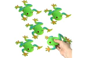 Lohoee 5 Pieces Frog Toys Realistic Frog Figure Animal Model Frog Soft Stretchy Stress Relief Hand Frog Toy for Home Party Decorations or Gift