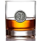 English Pewter Company 11oz Old Fashioned Whiskey Rocks Glass With Monogram Initial - Unique Gifts For Men - Personalized Gifts With Your Choice of Initial (J) MON110
