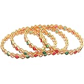 Efulgenz Indian Bangle Set for Women Bangle Set Indian Faux Kundan Glass Crystal Stone Bangles Bracelet Indian Bridal Jewelry for Wedding Statement Bollywood Fashion Jewelry