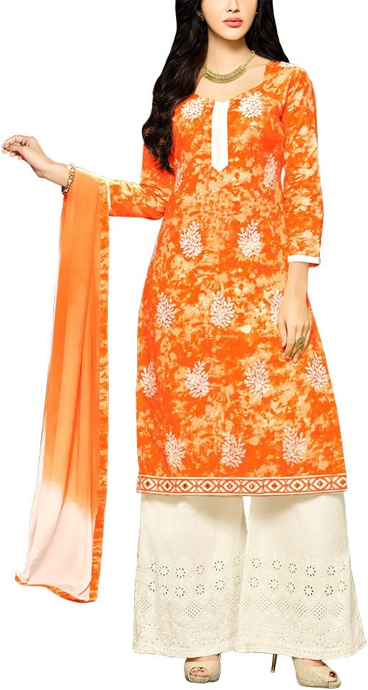 Applecreation Women'S Cambric Salwar Suit (Orange)