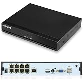 SECULINK 4K 8 Channel PoE NVR Recorder, H.265 Network Video Recorder with Built-in 8 Port PoE Switch, Supports 8MP/5MP/4MP IP Cameras, ONVIF Compatible, XMEYE App, Motion Detection (No HDD)