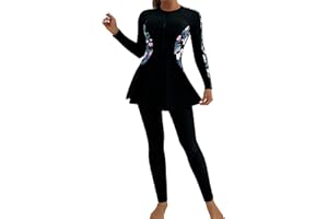 IDOPIP Muslim Swimsuits for Women Modest Burkini Islamic Arabic Swimwear Full Cover Long Sleeve Rash Guard Pants Bathing Suit
