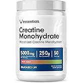 Bucked Up Fruit Punch Creatine for Women and Men - Easy to Mix Vegetarian - Flavored Creatine Monohydrate Powder - Made in USA - 5G Per Serving - 50 Servings - 250 Grams Per Container